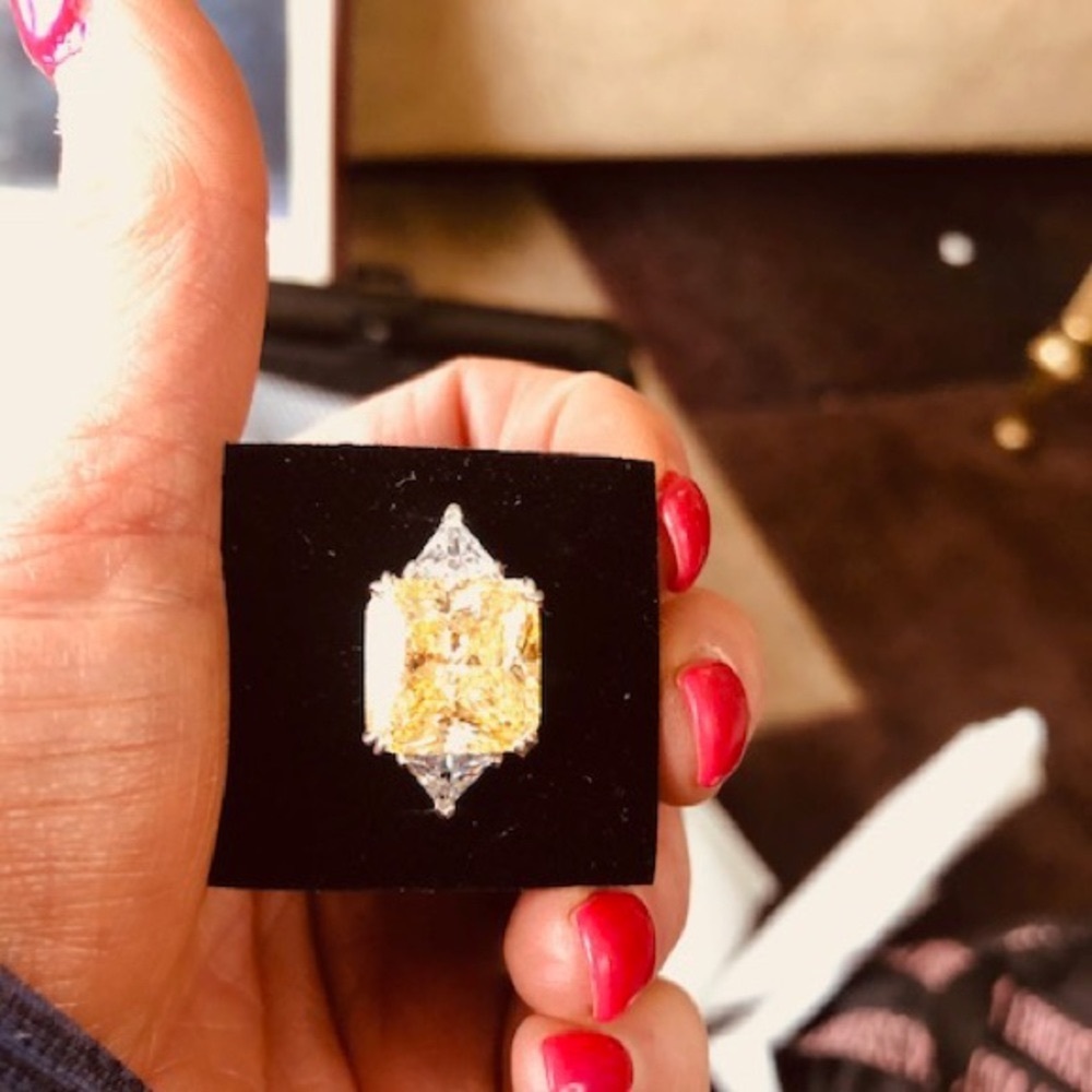 7 ct yellow diamanté, sterling silver 925 , size 8